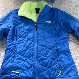 Womens Blue/Neon Northface Mossbud Swirl Jacket